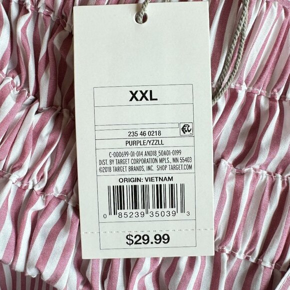 A New Day Midi Sun Dress NEW WITH TAGS Pink and White Railroad Stripe  Size XXL - Picture 9 of 10